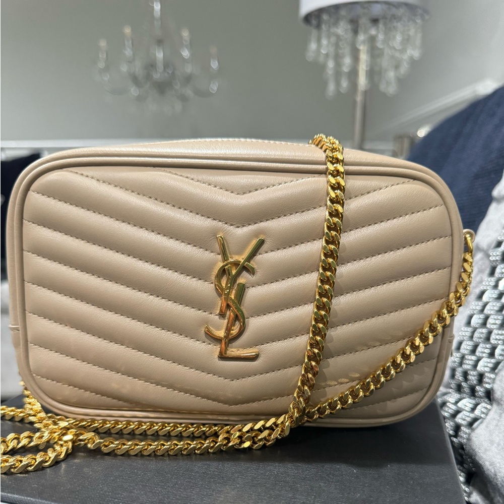 Ysl mini Lou camera bag in dark beige